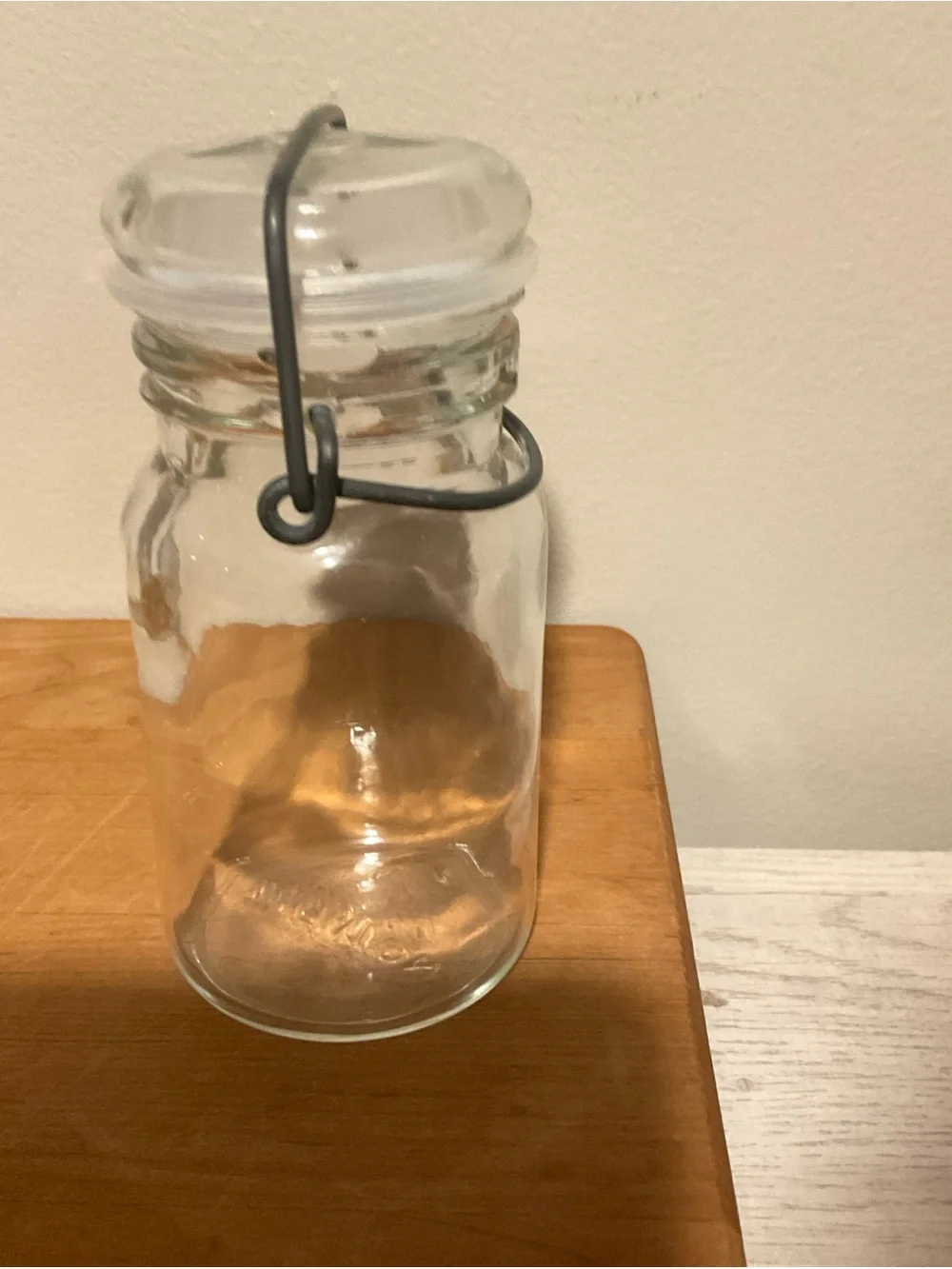 Vintage Clear Glass Apothecary Jar with Lid - Embossed Planters Logo